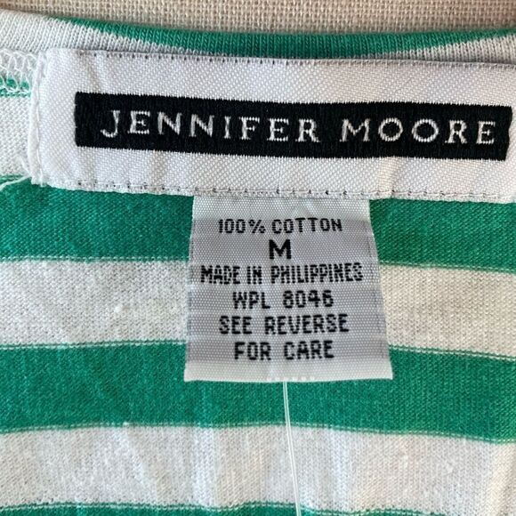 NWT Jennifer Moore Green and White T-Shirt Size M - Picture 5 of 6